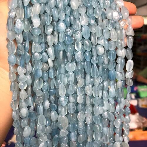 5-7mm Irregular Natural Genuine Aquamarina Stone Beads Loose Spacer Beads For Jewelry Making DIY Bracelet Necklace 15"Strand