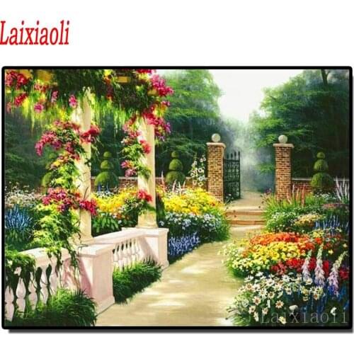 DIY Diamond Embroidery spring flower garden landscape full Square round Rhinestone Diamond Painting Cross Stitch Wall Decor art