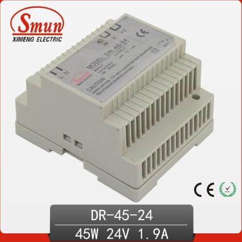 45W 24V 1.9A Single Output AC-DC Indoor Din Rail Switching Mode Power Supply DR-45-24