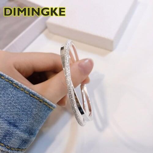 DIMINGKE S999 Sterling Silver Open Bracelet Frosted Cross Bracelet Girlfriend Birthday Gift Party High Jewelry
