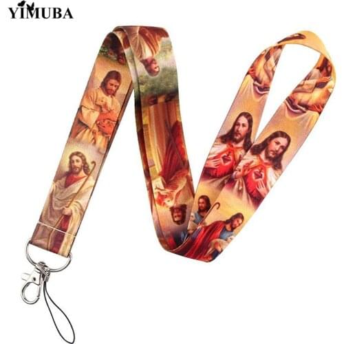 YIMUBA Holy Faith Jesus Lanyard Keychain Cell Phone Hang Rope ID Card Pass Badge Holder Neck Strap Unisex Decorative Accessories