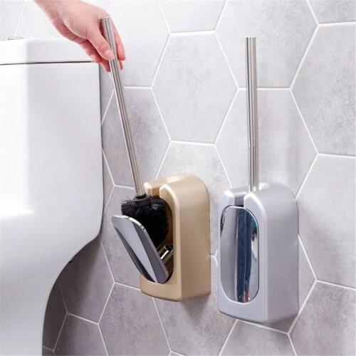 Home Creative Nail-Free Wall-Mounted Household Toilet Brush Set Upscale Hotel and Club Stainless Steel Toilet Brush