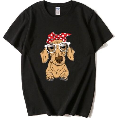 Kawaii Dog Print Black Short Sleeve Cotton T-Shirt Womens Beagle Mom Retro T-Shirt Womens Fashion Harajuku Top