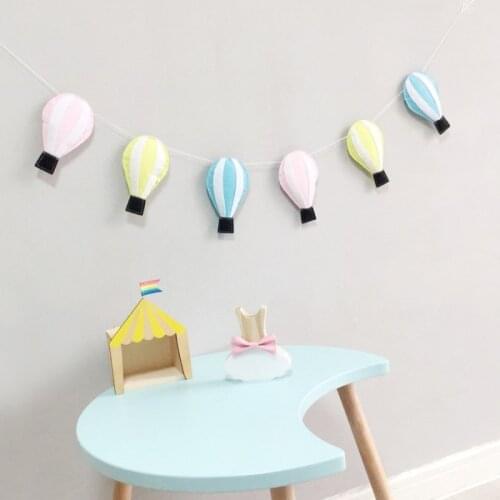 Ins Nordic Flet Hot Air Balloon Garlands Kids Room Decoration Wall Hanging Ornament Baby Bed Tent String Pendant Nursery Decor