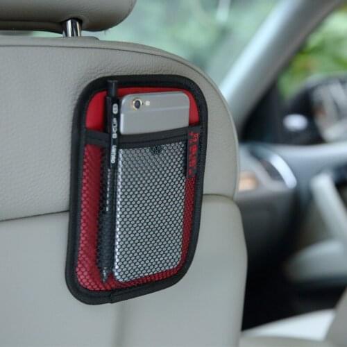 Car Leather Mobile Phone Storage Net Pocket Car Card Storage Bag Car Storage Bag Storage Grid Sundries Net