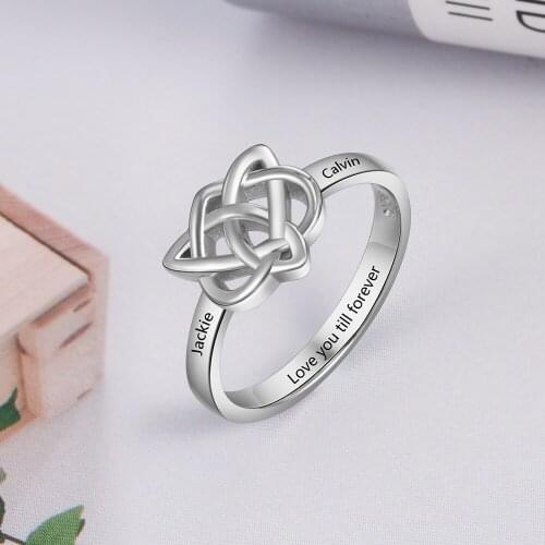 Personalized Custom Engraving Rings Celtics Knots Heart Promise Rings for Women Party Jewellery Gift Engagement Ring