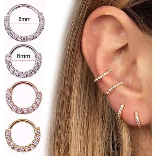 1PC Fashion Steel Seamless Hinged Nose Hoop Ring Septum Clicker Ear Cartilage Tragus Piercing Charming Body Jewelry