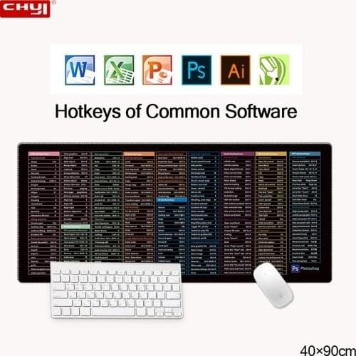 CHYI Waterproof Gaming Mouse Pad Natural Rubber Anti-Slip Keyboard Hot Key Printed Mat With Locking Edge For PC