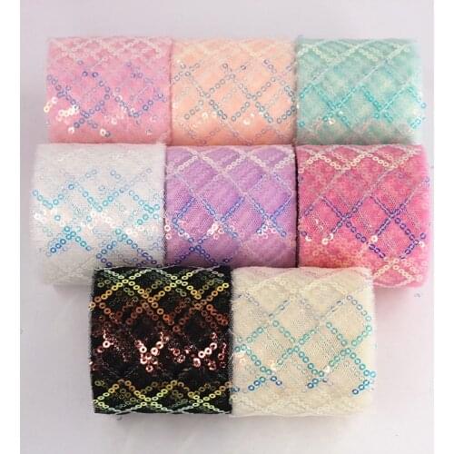 10yards/lot 6/8/10/12cm Sequin Mesh Ribbon DIY Crafts Handmade Bow Bouquet Wrapping Party Decor Supplies