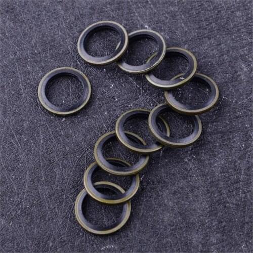 DWCX 10pcs Auto Car Engine Oil Crush Washers Drain Plug Gaskets Bonded Seal Ring 14mm ID 20mm OD