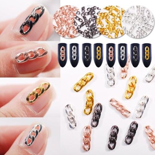 Nail Metal Chain Fashion Punk style Charm 3D Jewelry Hollow nail art decorations For DIY Manicure 20Pcs