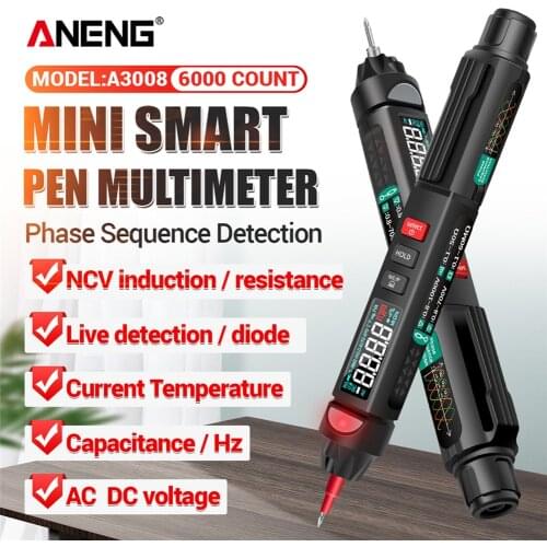 A3008 LCD Digital NCV Multimeter Pen Type Intelligent 6000 Counts Non Contact AC/DC Voltage Resistance Diode Handheld Tester
