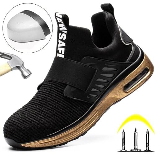 New Men Work Shoes Safety Boots Men Reflective Men Boots Indestructible Sneakers Work Safety Shoes Male Anti-puncture Work Boots