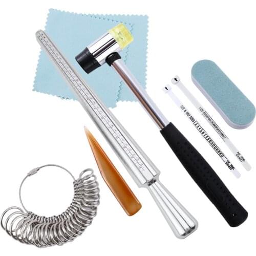 US UK Ring Sizer Measuring Tool Set Aluminum Ring Mandrel with Finger Gauges Metal Ring Sizer Tool Set For Jewelry Making DIY