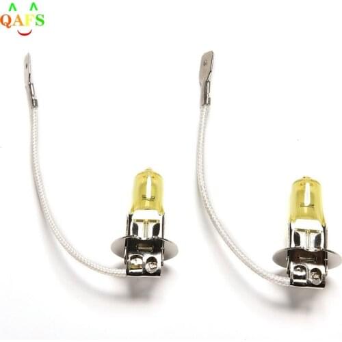 HeadLight Lamp Dark Golden Yellow Glass Replacement Car Halogen Light Bulb Super Brighter 1Pair 12V 55W H3