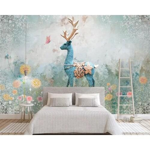 Papel de parede Nordic elk vintage abstract 3d wallpaper,living room TV wll kids'room wall papers home decor cafe custom mural