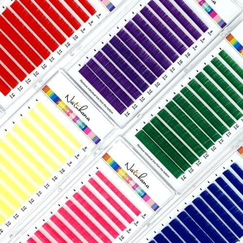 Color Purple Blue Brown Green Red White Pink Yellow Eyelash Extension Individual Colored Lashes False Mink Eyelashes for Makeup