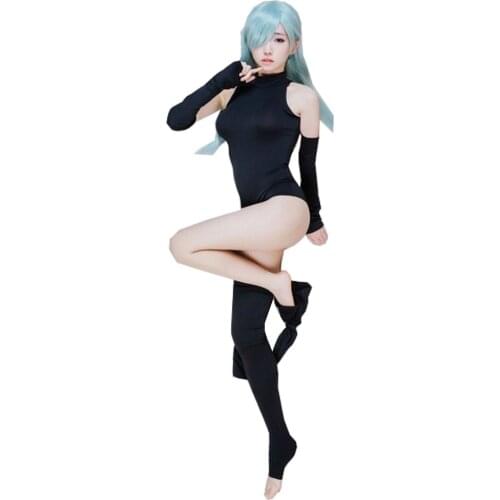 2021 New Anime Seven Deadly Sins Elizabeth Liones Cosplay Costume Nanatsu no Taizai Whole Set balck Jumpsuits