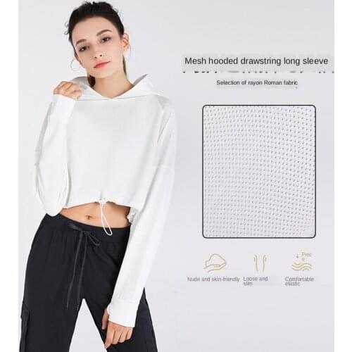 2020 Autumn Winter Cross Border Hooded Loose Jacket Sport Quick Drying Women Fitness Yoga Sport Running Mesh Long Sleeve Workout