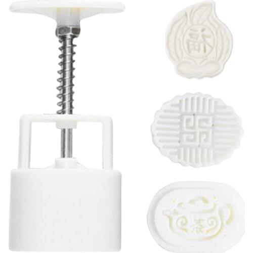 Plastic Mooncake Mold 50g Oval Peach Stamp Biscuit Cookie Cutter Hand Pressure Mould DIY Fondant Baking Tool Mid-Autumn