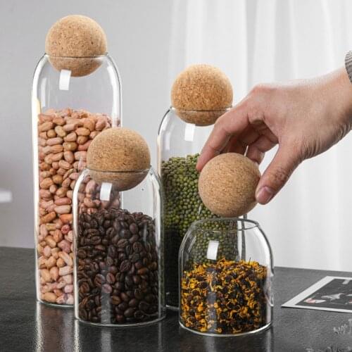 Transparent Lead-free Storage Jar Tank Glass Bottle With Ball Cork Lid Sealed Tea Cans Dried Fruit Cereal Snacks Coffee Contains