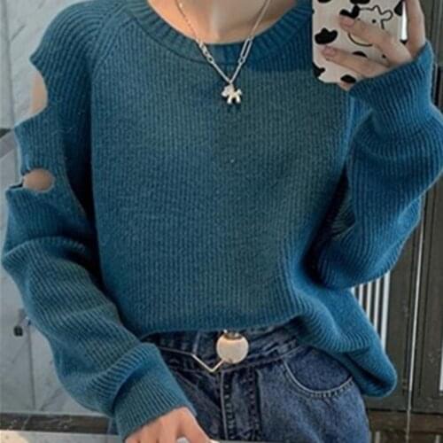 Pullover Sweater Women 2020New Autumn Winter Korean Fashion Loose Long-Sleeved Versatile Casual Strapless Knitted Sweater Female