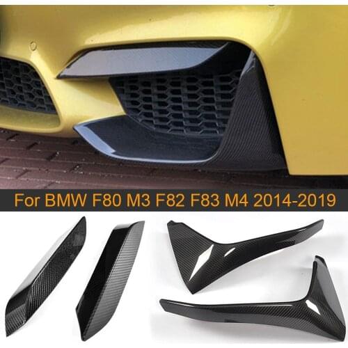 Dry Carbon Car Front Bumper Splitters for BMW F80 M3 F82 F83 M4 Sedan Coupe 4D 2D 2014-2019 Front Splitter Fog Lamp Trim Cover