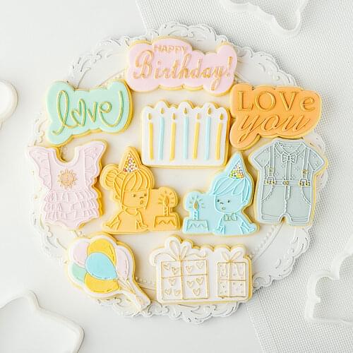 Acrylic Happy Birthday Embossed Mold Cake Fondant Mold Fondant Sugar Craft Cookies Embosser Cutter DIY Cake Decoration Tools