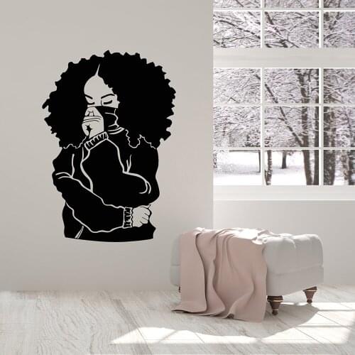 Romantic African girl Decal Removable Vinyl Mural Poster For Living Room Bedroom Art Decor Wallpaper