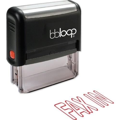 BBloop "FAX IN" "FAX OUT" Outline Self-Inking Stamp, Rectangular, Laser Engraved, RED