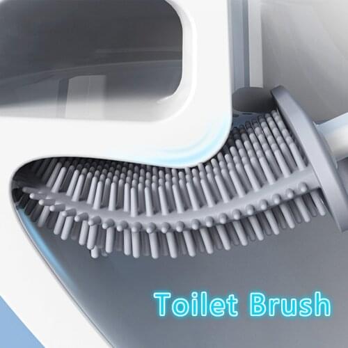 WC Silicone TPR Toilet Brush Soft and Holder Quick Drain Cleaning Brush Tools for Toilet Household Bathroom Accessories Sets