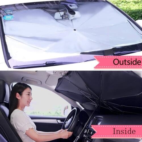 Easy Use Foldable Car Sun Umbrella Block Heat UV Sun Shade Umbrella for Windshield Protection Block Heat UV Car Parasol
