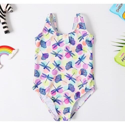 2019 New One Piece Girls Swimsuit 3-8Years Childrens Swimwear Dragonfly Kids Swimwear For Girls Bathing Suit One Piece 2019