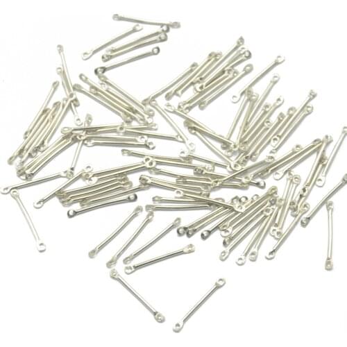 100 Silver Plated Metal Bar Connector for Jewelry Making Findings Bead Craft