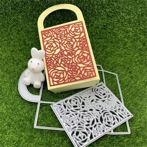 Rose Print Tote Bag Shopping Bag Gift Bag Hand Embossed DIY Album Scrapbook Greeting Card Decoration Metal Cutting Mould