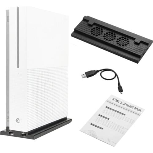 3 Fans Adjustable Speed Game Console Cooling Fan for Xbox One Slim Holder Bracket Tray Cooler 2 USB Port Charging Vertical Stand