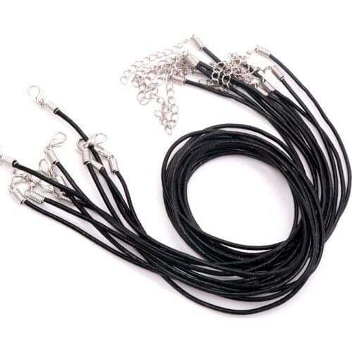 New Hotsale 20pcs/lot Metal Lobster Clasp Black High Quality Artificial Leather 45cm DIY Accessories Fashion Jewelry Necklace