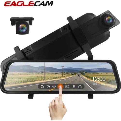 10 Inch Touch Screen Auto Rearview Mirror Video Recorder Full HD 1080P Dash Cam Two Camera Registrar Camcorder