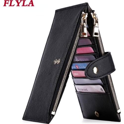 Womens Card Holder Multifunctional RFID Protection Two-way Folding High Quality PU Leather Cross Pattern Pocket Wallet