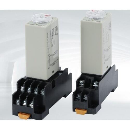 1Pc H3Y-2 Power On Time Delay Relay Timer 1-30 Seconds/Minutes DPDT 8Pins With Base Socket Rotary Knob 12VDC/24VDC/110VAC/220VAC
