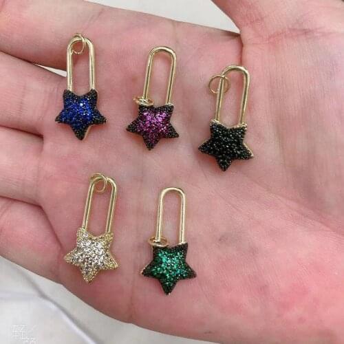10PCS, Cubic Zirconia Padlock Pendant Necklaces For Women Crystal Safety Pin Star Necklace New Design Jewelry Gifts