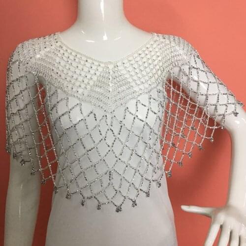 1920s Shawl Wraps Gatsby Beaded Evening Cape Bridal Shawl Bolero Flapper Cover Up