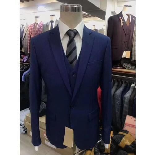 2021 Tailor made Blue Wedding Suit for men slim fit 3 piece customized business formal Party suits man Prom Tuxedo Blazer pants