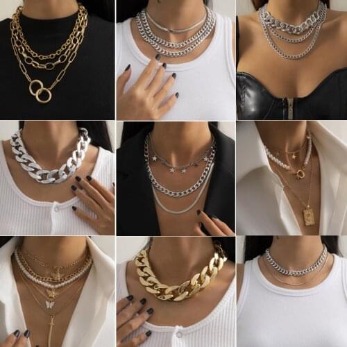 2021 Fashion Big Necklace for Women Twist Gold Silver Color Chunky Thick Choker Chain Necklaces Party Jewelry