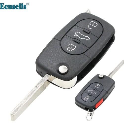 3+1 panic Buttons Remote Key Shell housing cover For Audi A3 A4 S4 A6 S6 A8 S8 TT Coupe with small battery holder