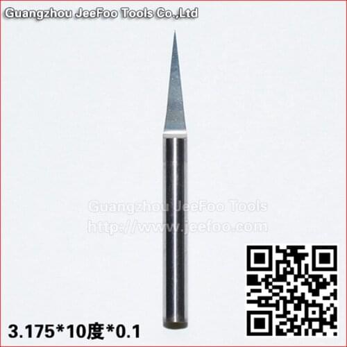 3.175*10degree*0.1 Jeefoo Flat Bottom CNC Router Tools,V Shape Engraving Bit, Cutting Bits