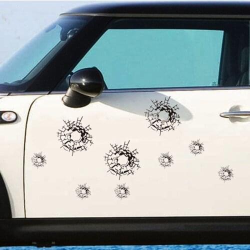 3Pcs/Set 18cm*13.5cm Bullet Holes Glass Art Car Stickers Vinyl Car-styling Decal