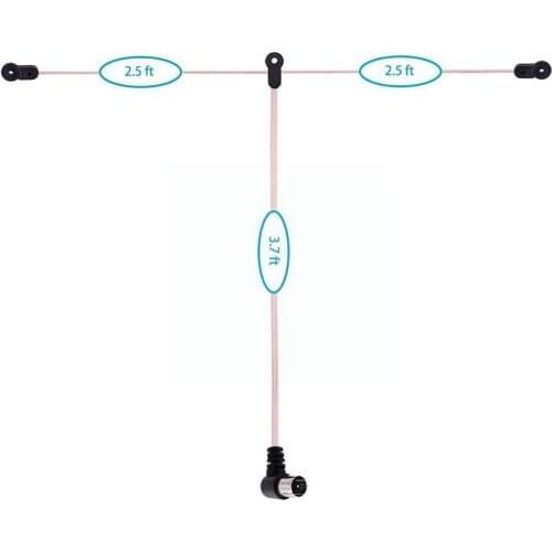 1pc FM Radio Antenna 75 OFM Dipole Indoor T Antennas HD Station For FM Male Indoor Receiver F Copper Type Radio Aerial Conn Q5B7