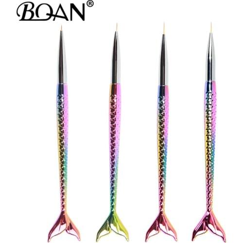 BQAN 5/7/9/11mm Nail Art Gradient Mermaid Design Painting Drawing Pen Liner Lines Stripes Brush Flower Nail Art Manicure Tools