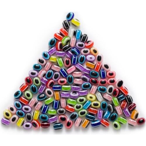 50 Piece Random Mixed Oval Eye Stripe Resin Women Children DIY Bracelet Necklace Findings Jewelry Making Spacer Beads 8-12mm